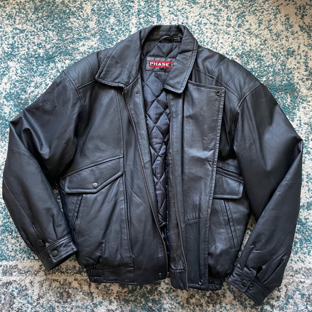 Large Black Genuine Leather Jacket NWOT